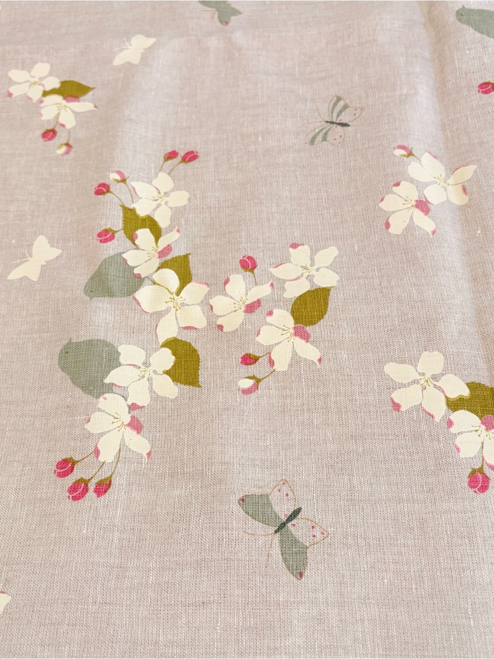 Susie Watson Designs Ivory Apple Blossom 100% linen home fabric 1 1/4 yards